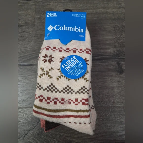 Columbia Women's Fairisle Thermal Socks 2pk NEW - Picture 1 of 4